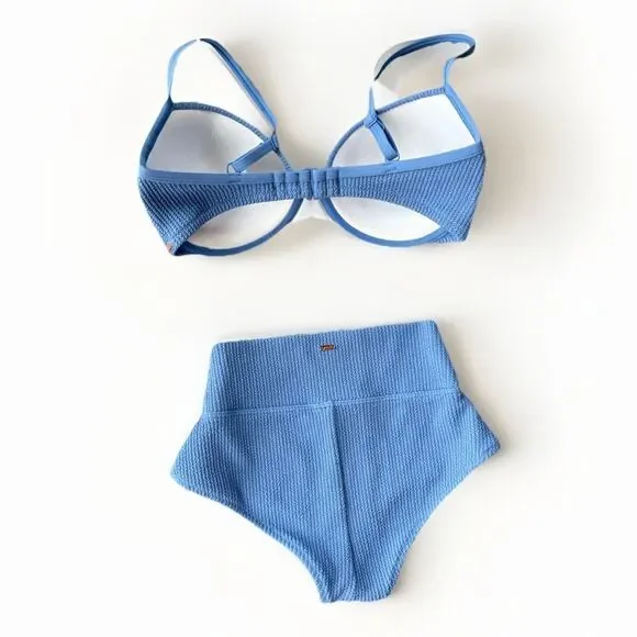 PINK Victoria’s Secret Blue Textured Bikini Size XS Swimsuit Push-up - Picture 2 of 5